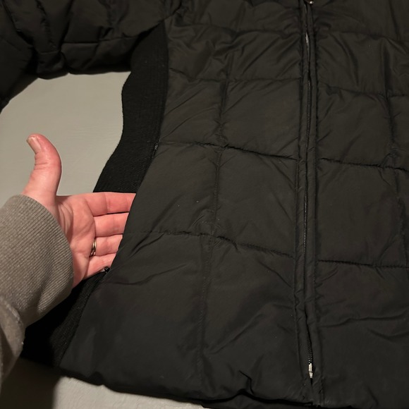 Vintage Esprit Black Puffer Jacket Faux Fur Hood Quilted Women's Size Medium - Picture 10 of 11